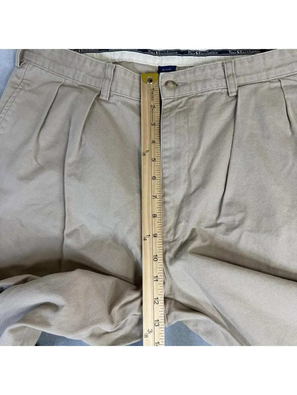 Vintage 90s Polo Ralph Lauren Andrew Pants Mens 36x32 Beige Chino Pleated Twill